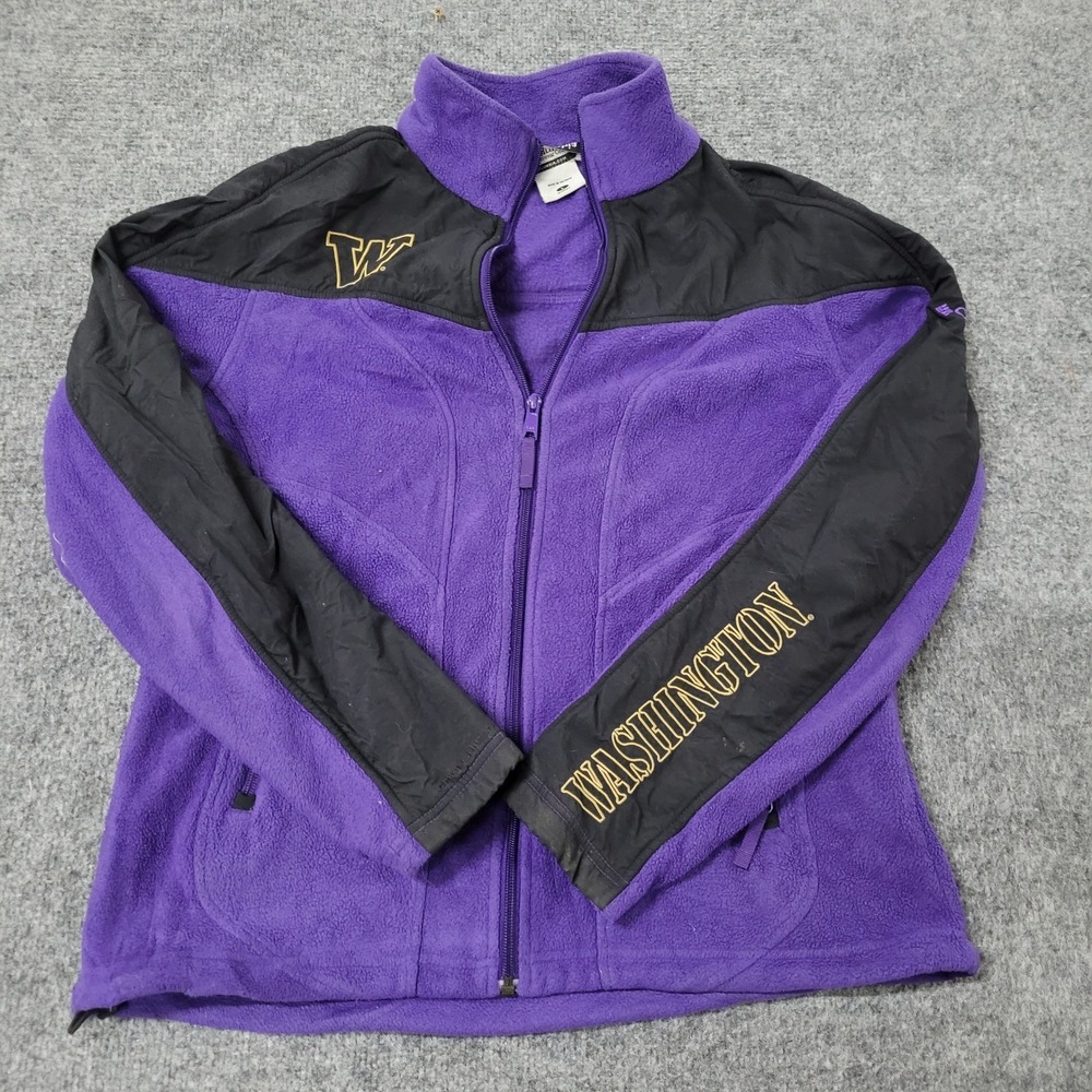 Columbia Fleece Jacket Womens L Purple Washington Huskies Full Zip Embroidered